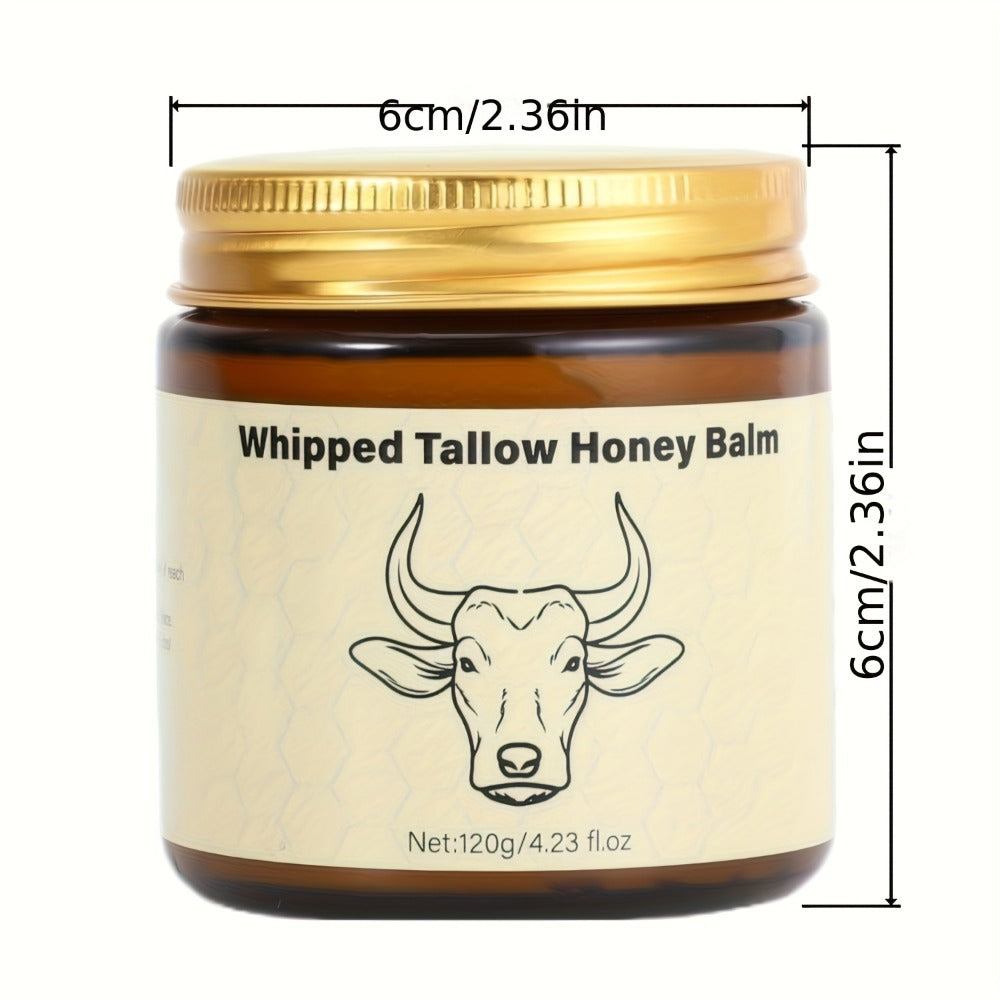 Grass Fed Beef Tallow Balm Suitable for Face & Body - Natural Whipped Moisturizer Cream with Honey, Unrefined Grass-Fed Beef Formula, Non-Greasy Hydration for Sensitive Skin, Nourishing for Dryness, Men & Women
