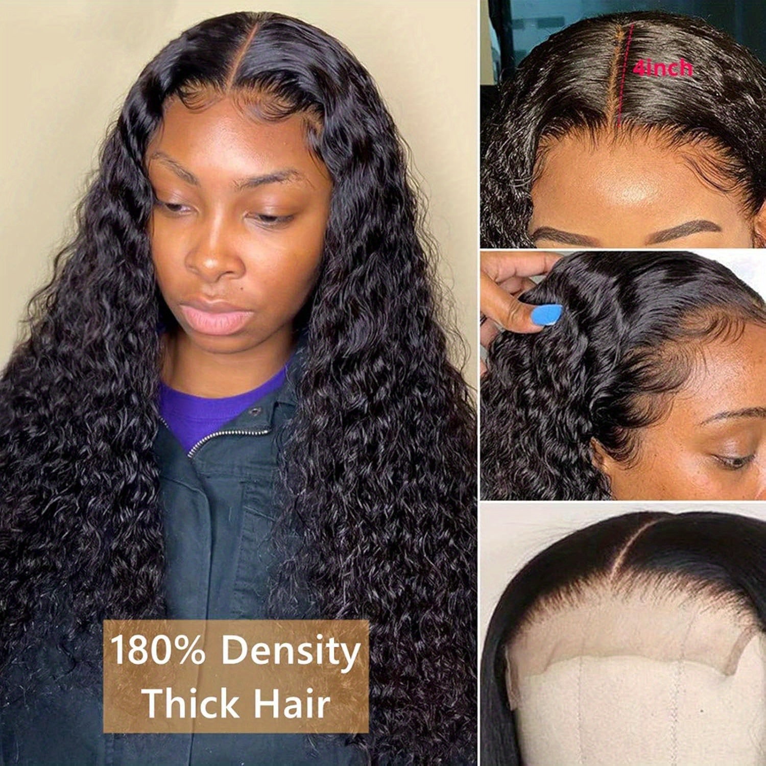Brazilian Hair Wig Suitable for - Natural Black Human Hair Lace Front Wig with 4x4 HD Transparent Lace Closure, Pre Plucked Baby Hair & 180% Density Body Wave Wigs for Dreadlock-Compatible Styles, Daily Wear or Special Events