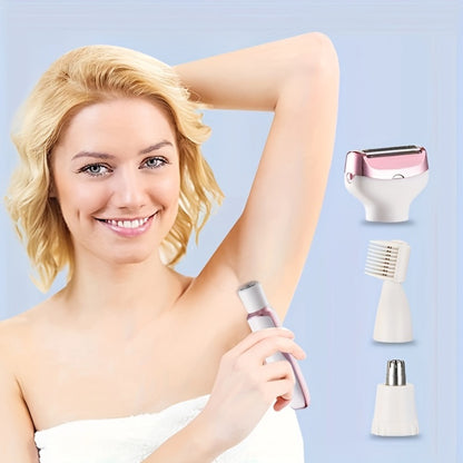 Electric Hair Remover Set for Women USB Rechargeable Multifunctional Facial Hair Removal Tool for Eyebrows Nose Face Legs Portable Painless Lady Trimmer Gift Set Pink Purple