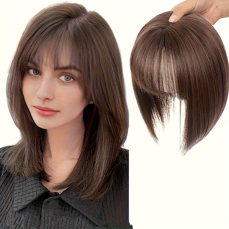Hair Topper for Women Thinning Hair Crown Coverage with Bangs 10 Inch Lightweight Top Wig Hair Volume Increase Piece Black Dark Brown Light Brown