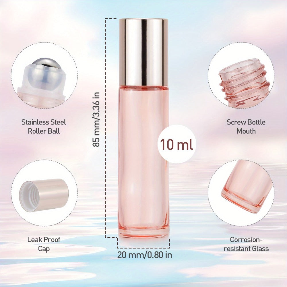 Essential Oil Roller Bottles 28-Pack – 10ml Refillable Glass Roll-On Perfume Bottles with Stainless Steel Roller Balls, Caps & Funnel – Leak-Proof Travel Containers for DIY Fragrance & Aromatherapy