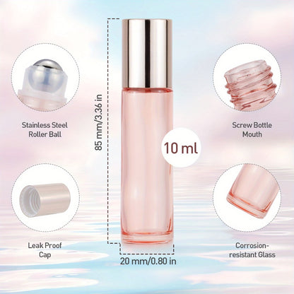 Essential Oil Roller Bottles 28-Pack – 10ml Refillable Glass Roll-On Perfume Bottles with Stainless Steel Roller Balls, Caps & Funnel – Leak-Proof Travel Containers for DIY Fragrance & Aromatherapy