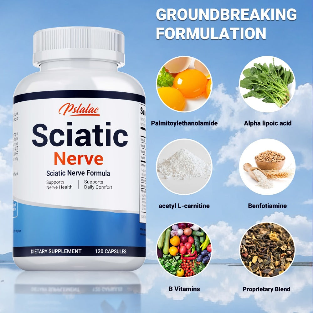[Sciatic Support Supplement] Sciatic Nerve - With Vitamin B Complex, Acetyl-L-Carnitine And Benfotiamine - Support Bone And Nerve Health - Sciatic Support Supplement - Gluten Free - 120pcs
