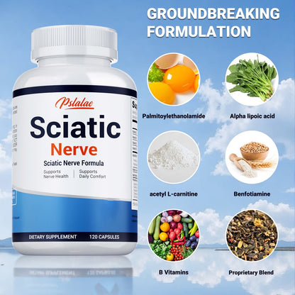 Sciatic Nerve Support Supplement 120 Capsules | Vitamin B Complex Acetyl-L-Carnitine & Benfotiamine Formula | Bone & Nerve Health Support | Gluten-Free for Men and Women