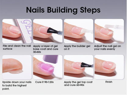 Clear Builder Gel HEMA-Free 5-in-1 2pcs 1.35oz — Nail Extension Strengthener Apex Construction Art Sealing & Repair | Soak-Off UV LED 28+ Days Chip-Proof Wear for Sensitive Skin Salon & Home Use