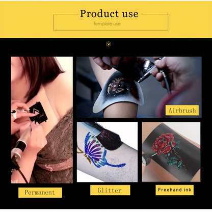 Temporary Tattoo Stencils Set 12 Sheets DIY Body Art Kit Hollow Design Templates for Arm Ankle Ear Waterproof Freehand Ink Paste Creative Home Tattoo Project Unisex