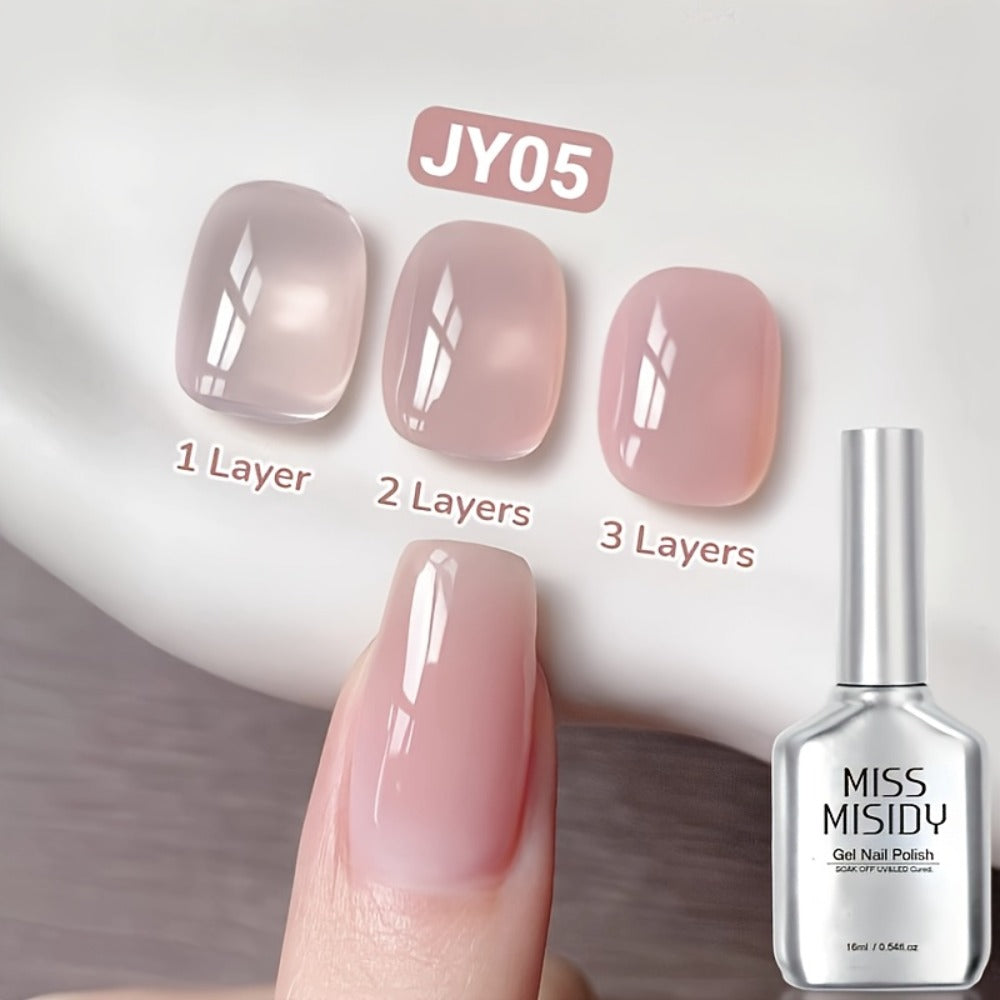 0.54oz Nude Pink Gel Nail Polish - Ice Transparent Color Series, JY05, Alcohol-Free, Unscented, Long-Lasting Nail Care | Smooth Finish | Durable Nail