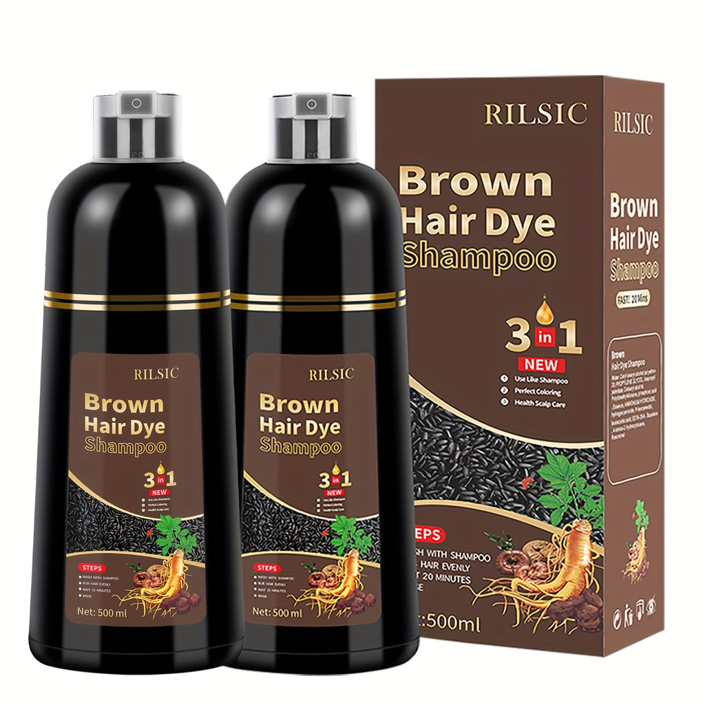 2pcs Hair Dye Shampoo For Grey Hair, 16.91oz Herbal Natural Hair Dye 3 In 1, Instant Hair Colour Shampoo, Plant Squalene Hair Shampoo, Hair Dye Hair Color Shampoo Coloring In Minutes For Women Men