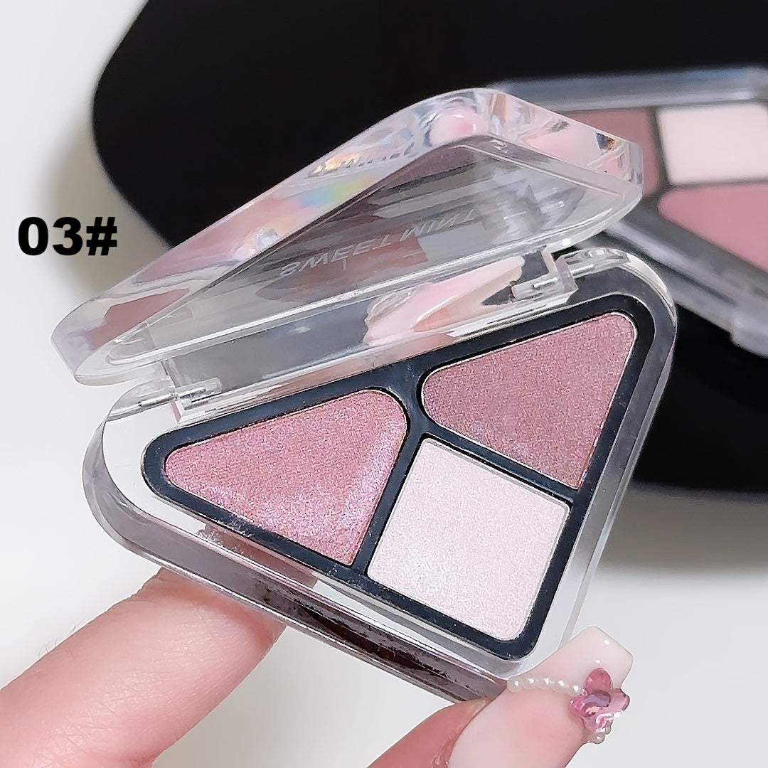 Mini 3-Color Eyeshadow Palette | Matte Nature Shimmery End, Compact, Travel-Friendly, with Makeup Brush, Ideal for Everyday Touch-Up, Perfect Gift