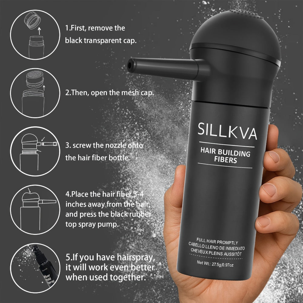 SILLKVA Hair Fiber Spray Applicator Kit - Precision Application For Instant Fullness, Natural Looking Coverage, 0.97oz