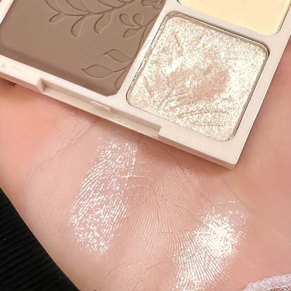 Contour Palette 4 Colors - Matte & Glossy Shades for Face Contouring, Highlighting & Eyeshadow | Multifunctional Bronzer Blush Palette for Sculpting & Defining Facial Features | Everyday Makeup