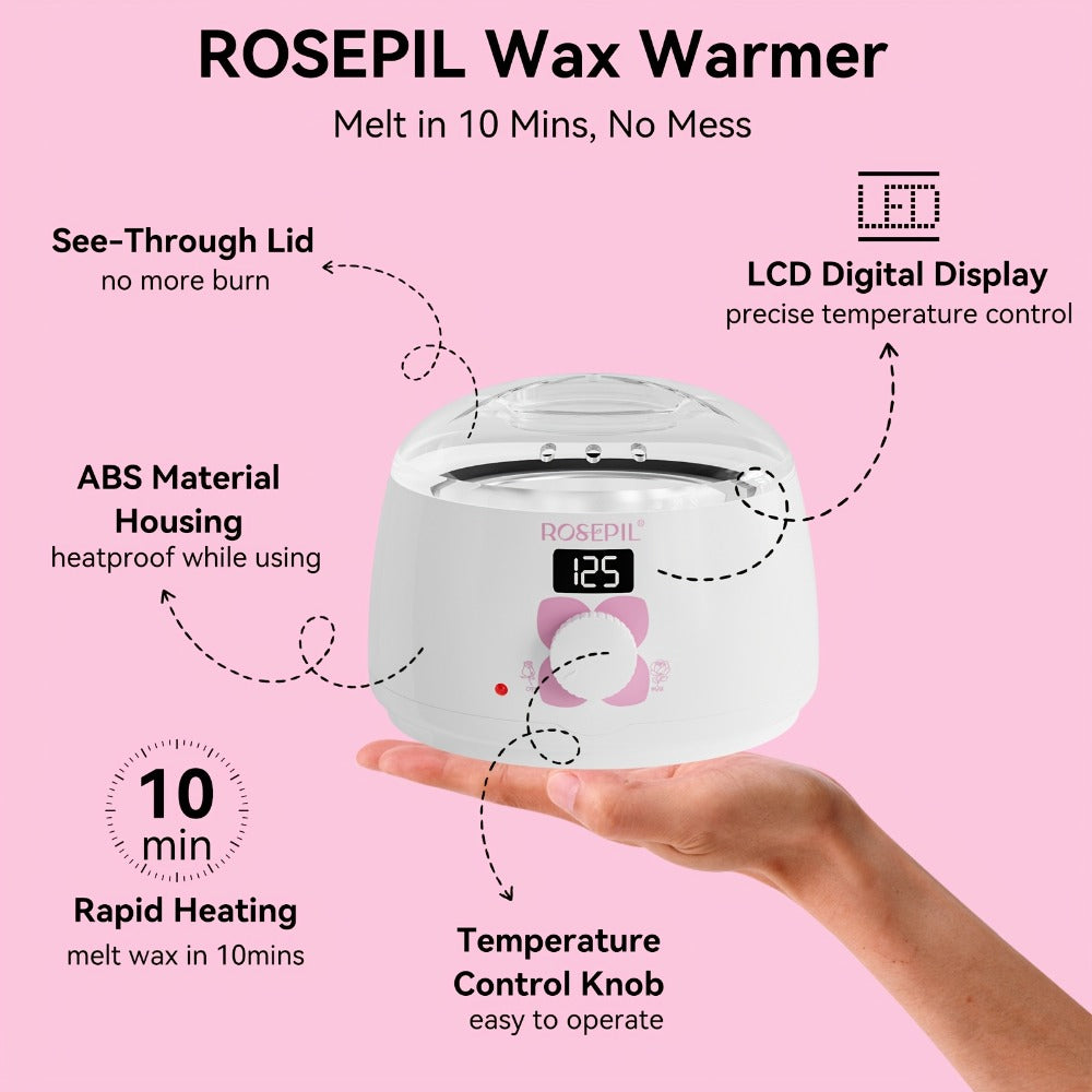Digital Wax Heater Hair Removal Kit with Intelligent Temperature Control, Includes 6 Packets (3 Colors) Of Wax Beads for Precise Hair Removal - Suitable for Body, Bikini Line, And Face, Salon-grade for Home Use.