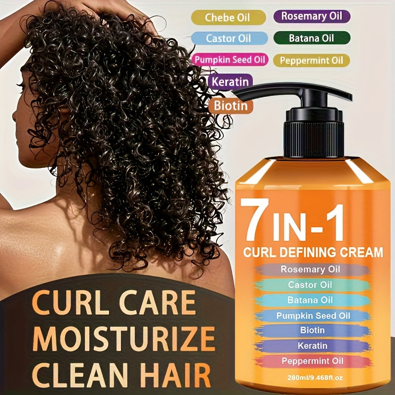 Upgraded Curl Styling Cream, Containing Seven Hair Care Ingredients Such As Argan Oil And Rosemary Oil - Natural Fluffy, Long-lasting Styling, Moisturizing, Suitable for Waves And Curly Hair, Curling Products And Hair Care Products to Protect Hair