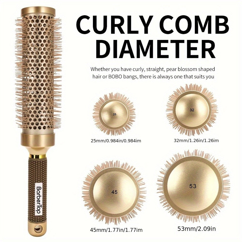 Round Hair Brush Nano Ceramic Ion Professional – Heat Resistant Styling Roller Comb for Voluminous Bangs, Wavy Curls & Blow Dry – 4 Sizes: 25mm, 32mm, 45mm, 53mm
