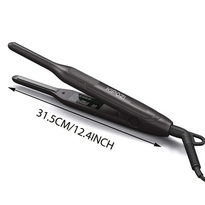 Mini 0.3 Inch Hair Straightener 2-in-1 Curler Titanium Plates 5 Heat Settings 450°F Dual Voltage Beard Bangs Short Hair Styling Tool Unisex for Men Women Valentine Gift