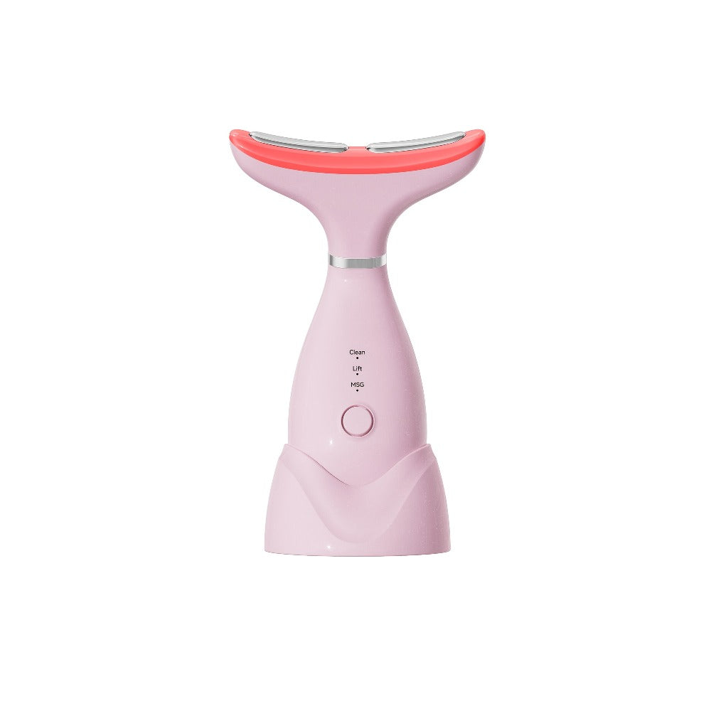 Upgraded 7-Color LED Vibrating Neck Device Beauty Gift, Neck And Facial Skin Massager, Portable USB Rechargeable Set, Electric Facial Massage Tool, Women'S Massager, Comfortable Skincare Product Suitable As A Gift For Women.