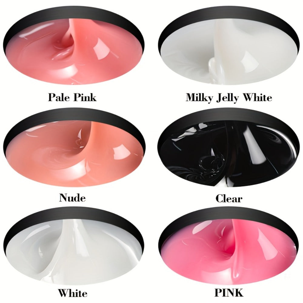 Builder Gel Nail Kit 150g - LED Nail Extension Gel for Apex Strengthening & Nail Art, Clear White Pink Nude Shades, Professional Manicure Set for Salon & Home DIY Use