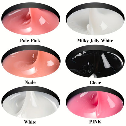Builder Gel Nail Kit 150g - LED Nail Extension Gel for Apex Strengthening & Nail Art, Clear White Pink Nude Shades, Professional Manicure Set for Salon & Home DIY Use