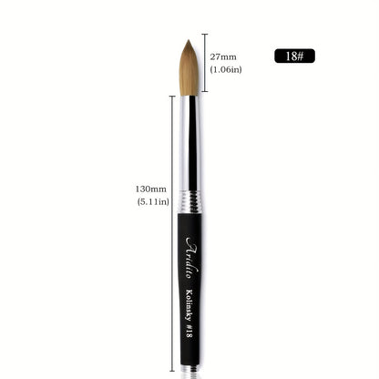 Kolinsky Acrylic Nail Art Brush Round Head 100% Pure Kolinsky Black Metal Handle Professional Manicure Nail Extension Brush Size 12 14 16 18