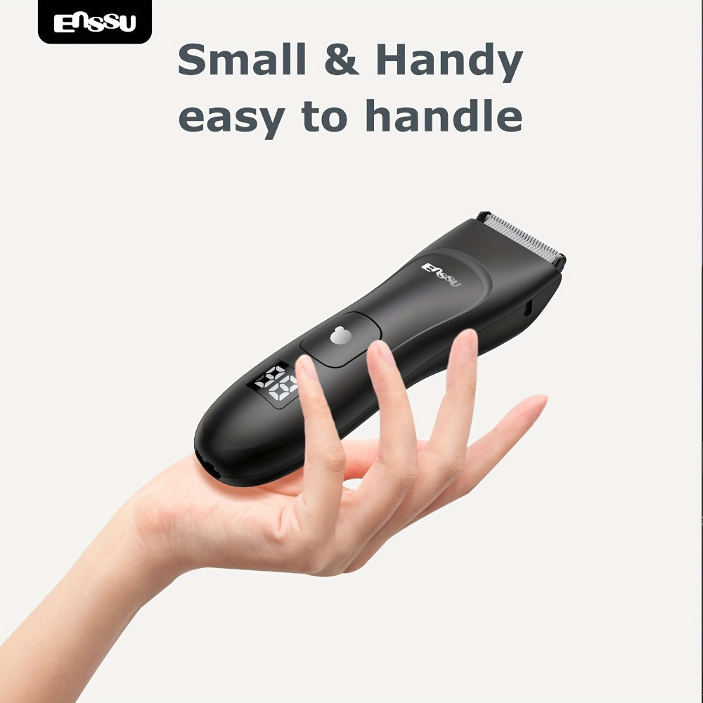 Professional Body Hair Trimmer, IPX7 And Replaceable Blade. LCD Display Screen, Men's Private And Full Body Electric Hair Clipper, Interchangeable Ceramic Blade Beauty Special, Men's Bikini Trimmer, Best Gift for Friends And Family ES030