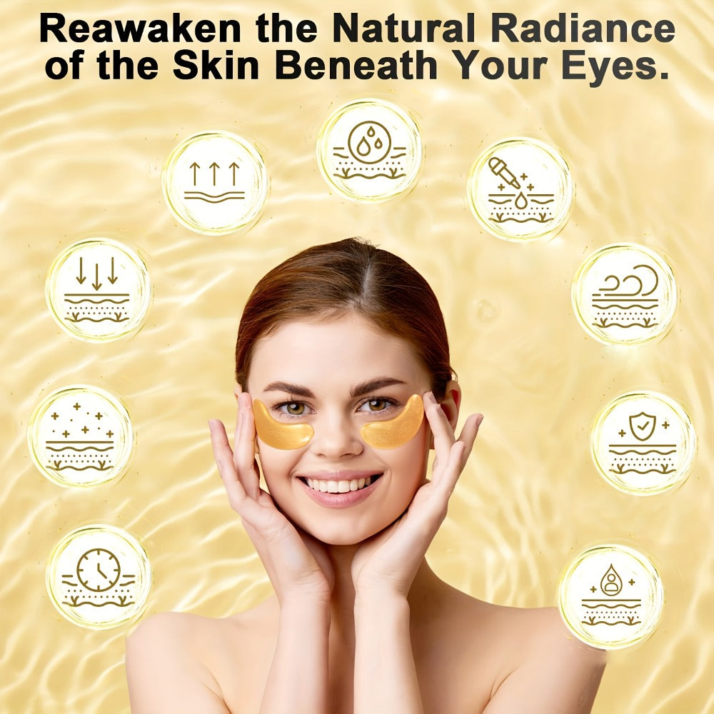Under Eye Patches 24 Pairs Gold Collagen Eye Masks for Dark Circles Puffiness Hydrating Anti-Aging All Skin Types Travel-Ready Skincare Gift for Women Men Wedding Party