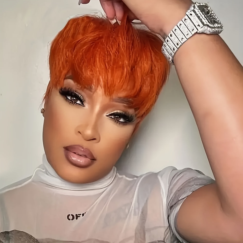 Nicelatus Short Pixie Cut Hair with Bangs Synthetic Wigs for Women Short Hair Wigs for Halloween, Christmas Party, Music Festival