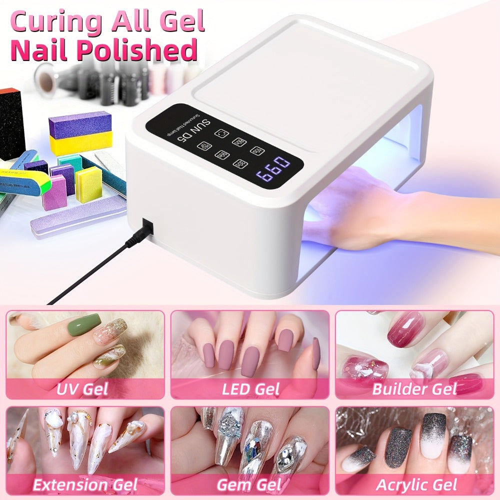 LED Nail Lamp for Two Hands, Not Rechargeable Gel Lamp Professional Nail Light Dryer with Removable Plate 2in 1 Blue & Red Light 4 Timers Auto Sensor Fast for Home & Salon DIY Manicure