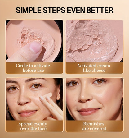 Oil Control Foundation Powder 3 Shades - 24H Full Coverage Waterproof Matte Finish Concealing Pressed Powder for Oily Combination Skin Blemish Pore Minimizing