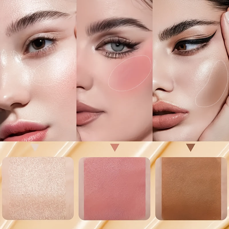 3pcs Contour Stick, Blush Stick, Highlighter Stick, Bronzer Stick - 3pcs Cream Contour Kit For A Flawless Look, Contour Stick Makeup Non-Greasy Waterproof, Long-lasting Fair-Medium - Christmas Gift