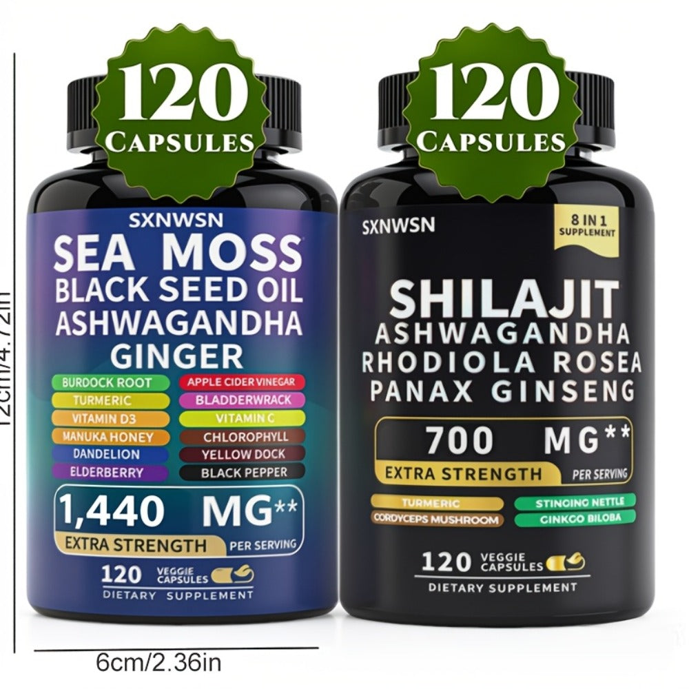 [Sea Moss & Shilajit] 240 Capsules Sea Moss And Shilajit Sea Moss Black Seed Oil Ashwagandha Ginger And Shilajit Rhodiola Rosea Panax Ginseng