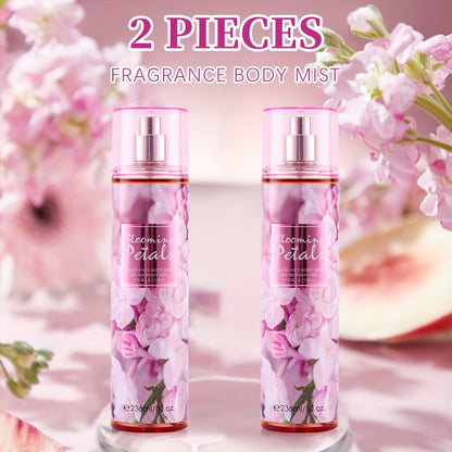 Body & Hair Fragrance Mist for Women 2PCS Set - Long Lasting Perfume Spray 8 fl oz, Fruity Floral Scents Peach Pear Cherry Blossom, Dual Use Body and Hair Spray Gift for Her