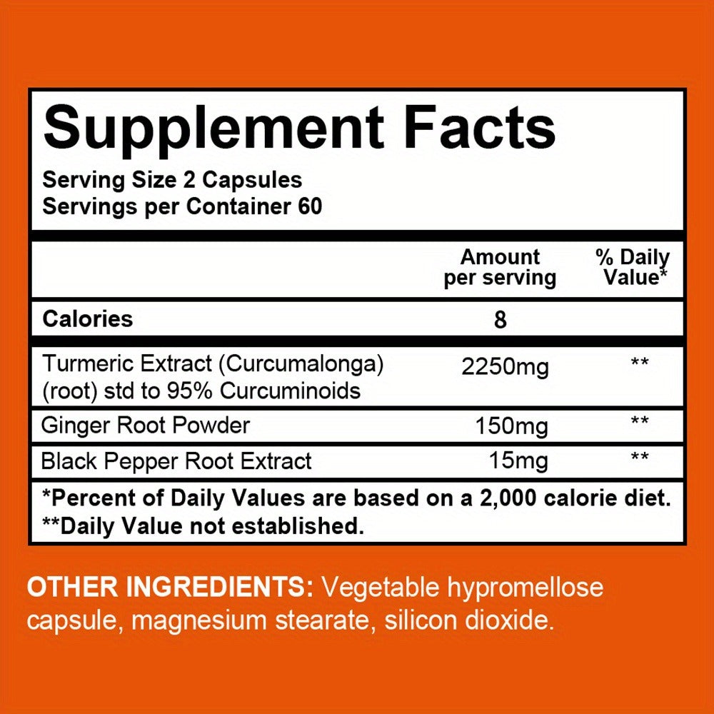 Turmeric And Ginger 2400 for MG - Contains Black Pepper - Supports Immune System, Physical Activity, And Healthy Energy Levels - 120 Capsules