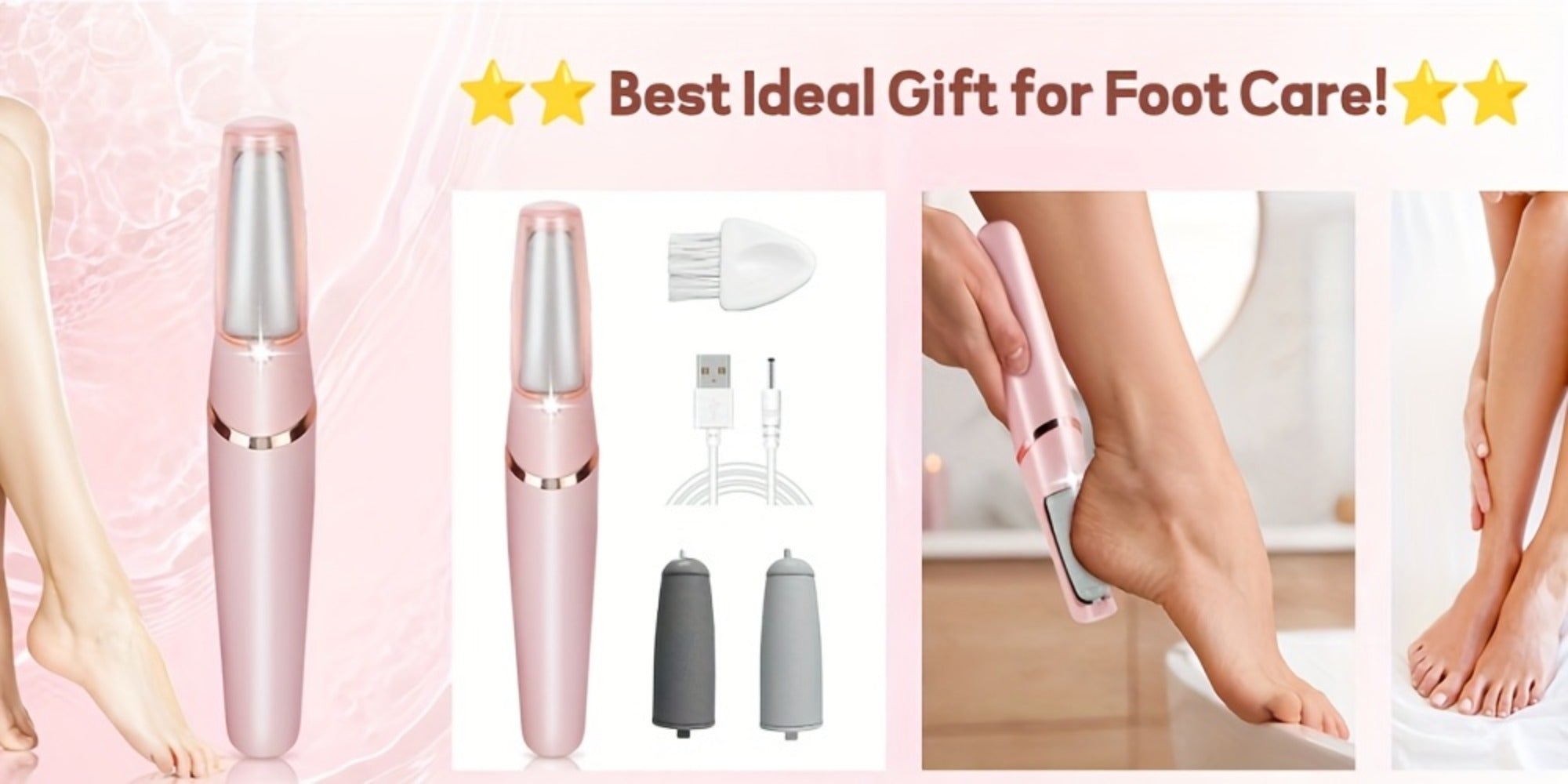 Remover For Feet, Electric Foot Remover Rechargeable Pedicure Tools Smooth Pedicure Wand Electronic Foot File, Equrhsa Foot Care Cream Cracked Feet, Feet Care For Removes Dry Hard & Dead Skin Ideal Gift