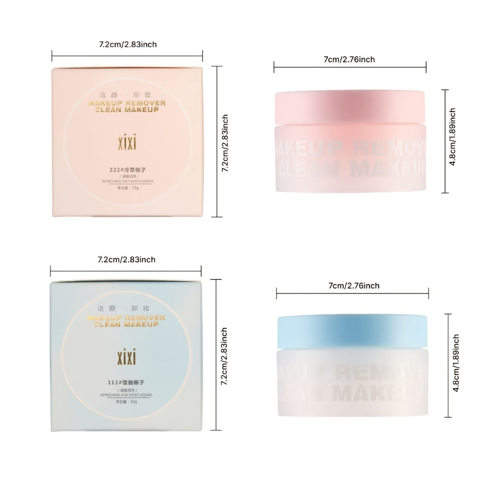 Cleansing Balm Makeup Remover — Gentle Hydrating Fast-Melt Formula, No Residue, Cold-Brewed Peach & Coconut Variants, Spa-Like Skin Cleansing for Sensitive & Neutral Skin, Pastel Blue & Pink