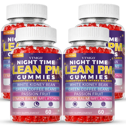 Night Time Lean PM Gummies — Melatonin, White Kidney Bean, Green Coffee, Lemon Balm & Passionflower | Sleep Support & Nighttime Wellness | Natural Quiet Balance Formula | 60 Gummies