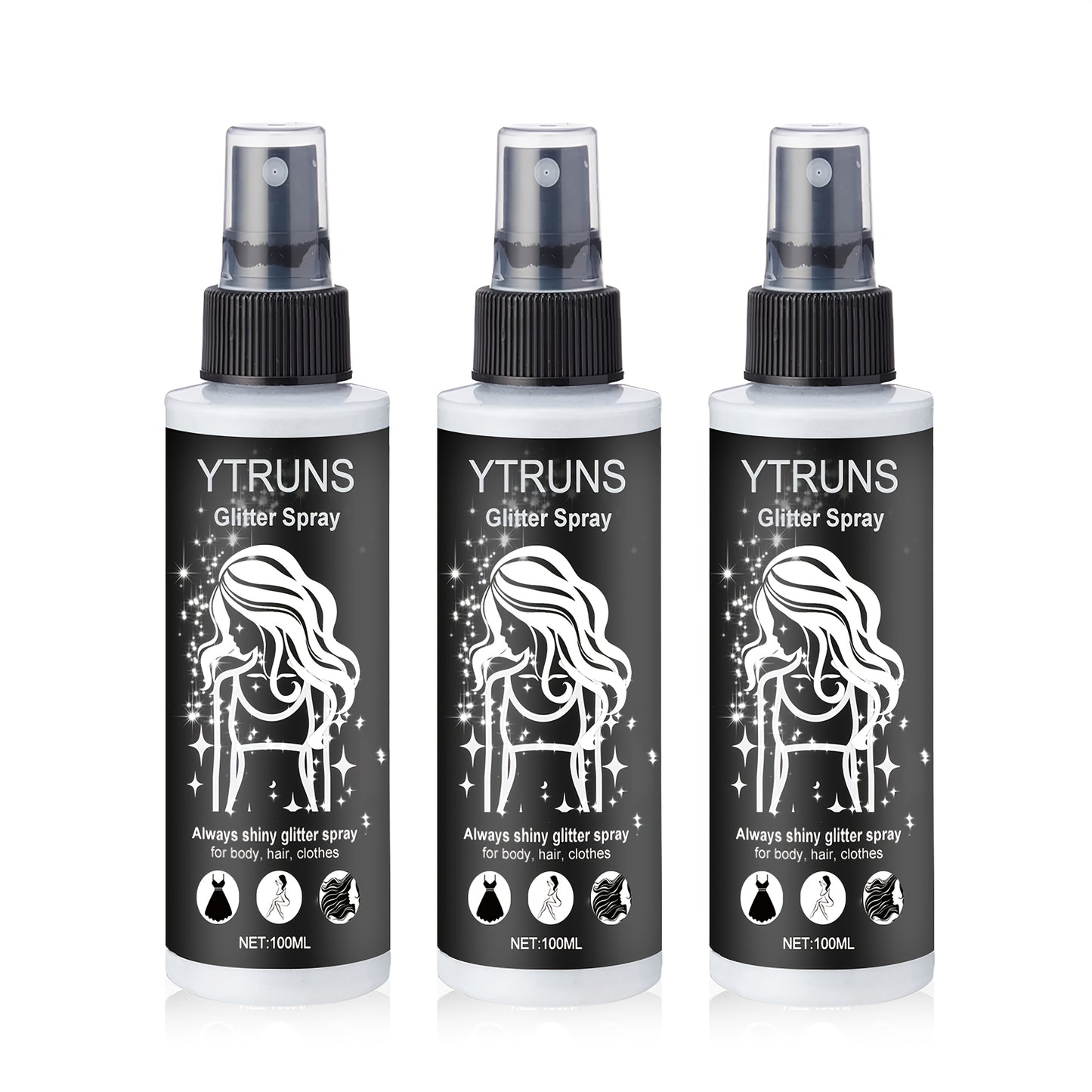 Glitter Spray for Hair & Body - Quick Dry Shimmer Spray for Face, Lips, Eyes & Skin - Festival Body Glitter Spray Set (2pc & 3pc Options)