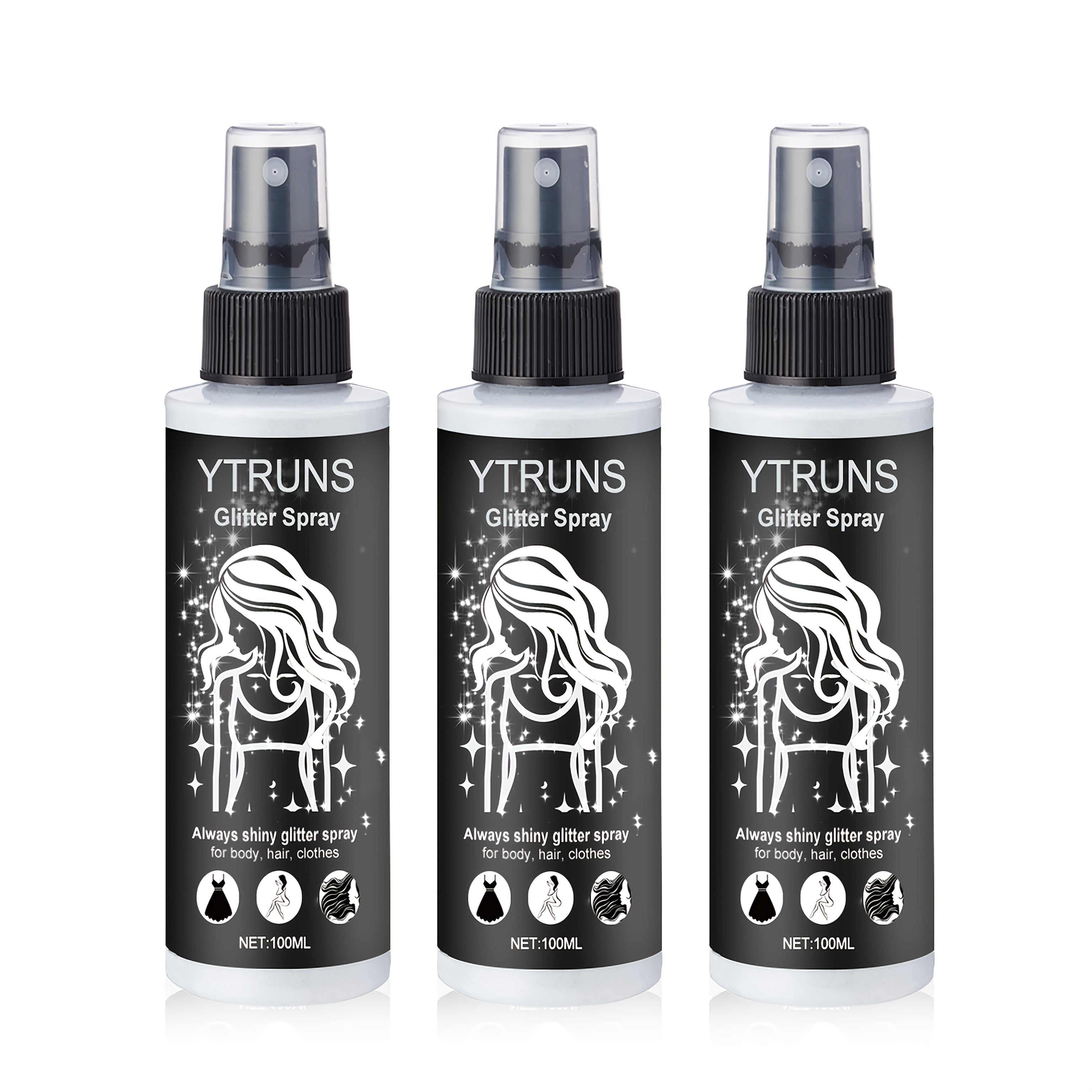 2pcs/3pcs Quick Dry Glitter Spray Kit For Hair And Body - High Gloss Shimmer Spray For Lips, Eyes, Face And More - Great For Music Festivals