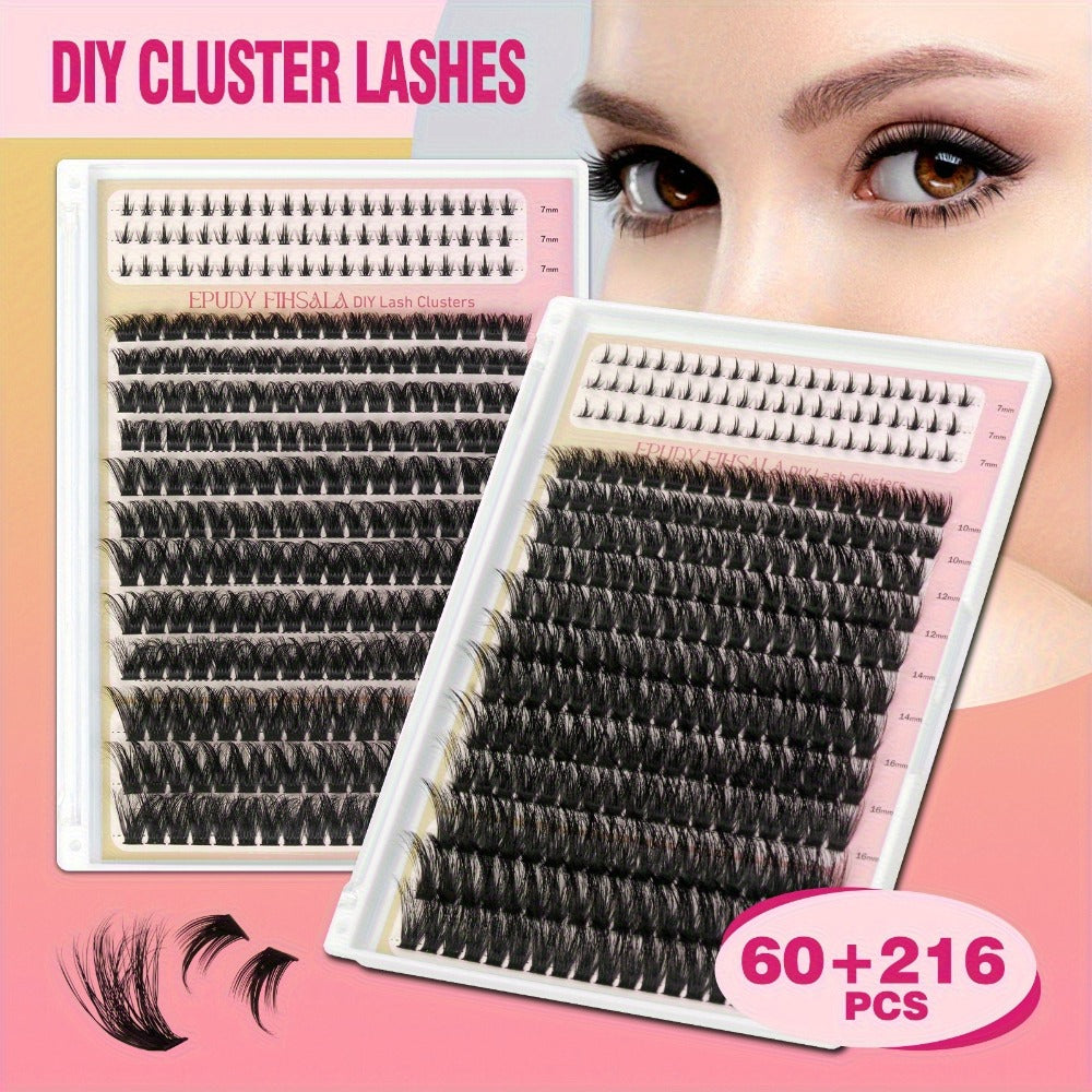 272pcs/5 Boxes Mixed Length Lash Clusters Kit Gift Set, 30D-100D Volume Cluster Lashes with Tweezers & Mascara Wands, Soft Fluffy Eyelash Clusters for Natural Or Glam Look, Perfect Gifts for Her & Mom