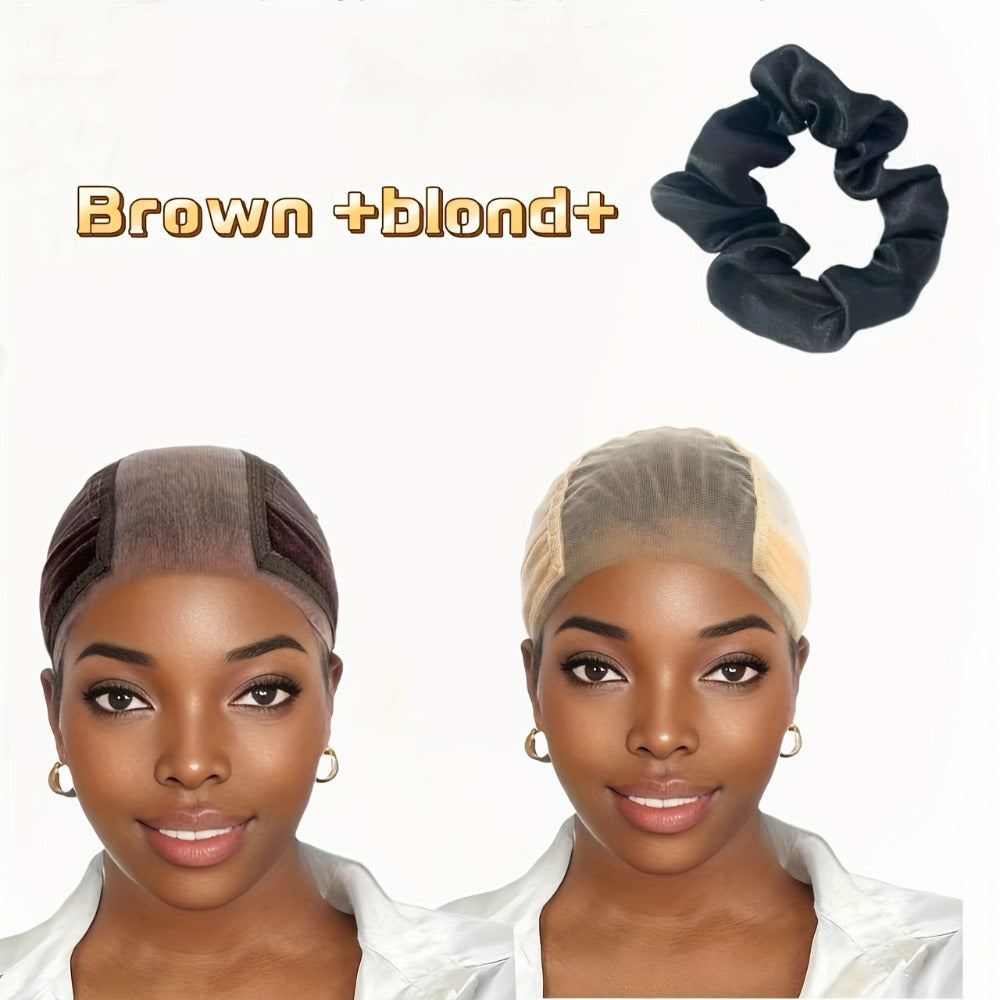 Lace Wig Cap 4x5 Adjustable Non-Slip with Ear Cutouts Transparent Lace Edge Soft Breathable for Women Brown Blonde Black 613 Daily Wig Wear