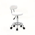 Round Shape Adjustable Salon Stool with Back And Line White
