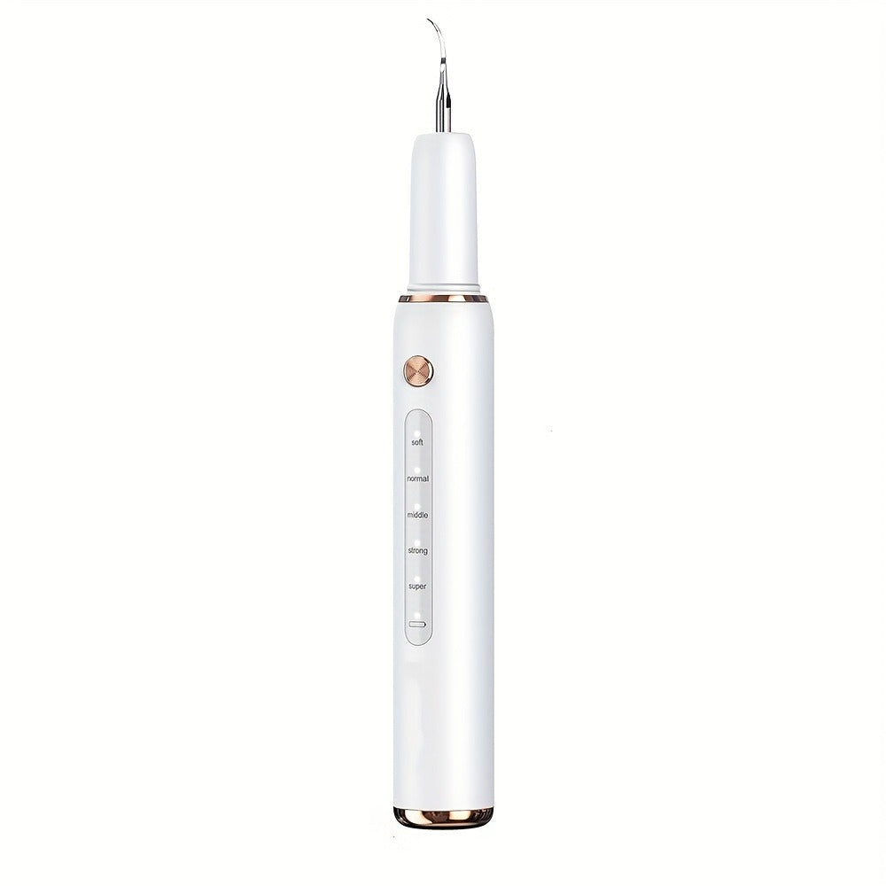 Rechargeable Tooth Cleaner with 5 Speed Modes, IPX6 Splash-Resistant, USB Charging, Mirror And 2 Interchangeable Tips, Tartar Cleaner for Clearing Gaps, Dental Cleaner with LED Light, Dental Cleaner for Stains And Tartar Removal