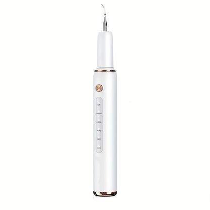 Electric Tooth Cleaner 5-Speed Ultrasonic Tartar Remover USB Rechargeable IPX6 Waterproof Dental Scaler with LED Light Mirror 2 Tips Plaque Stain Removal Tool for Home Oral Care
