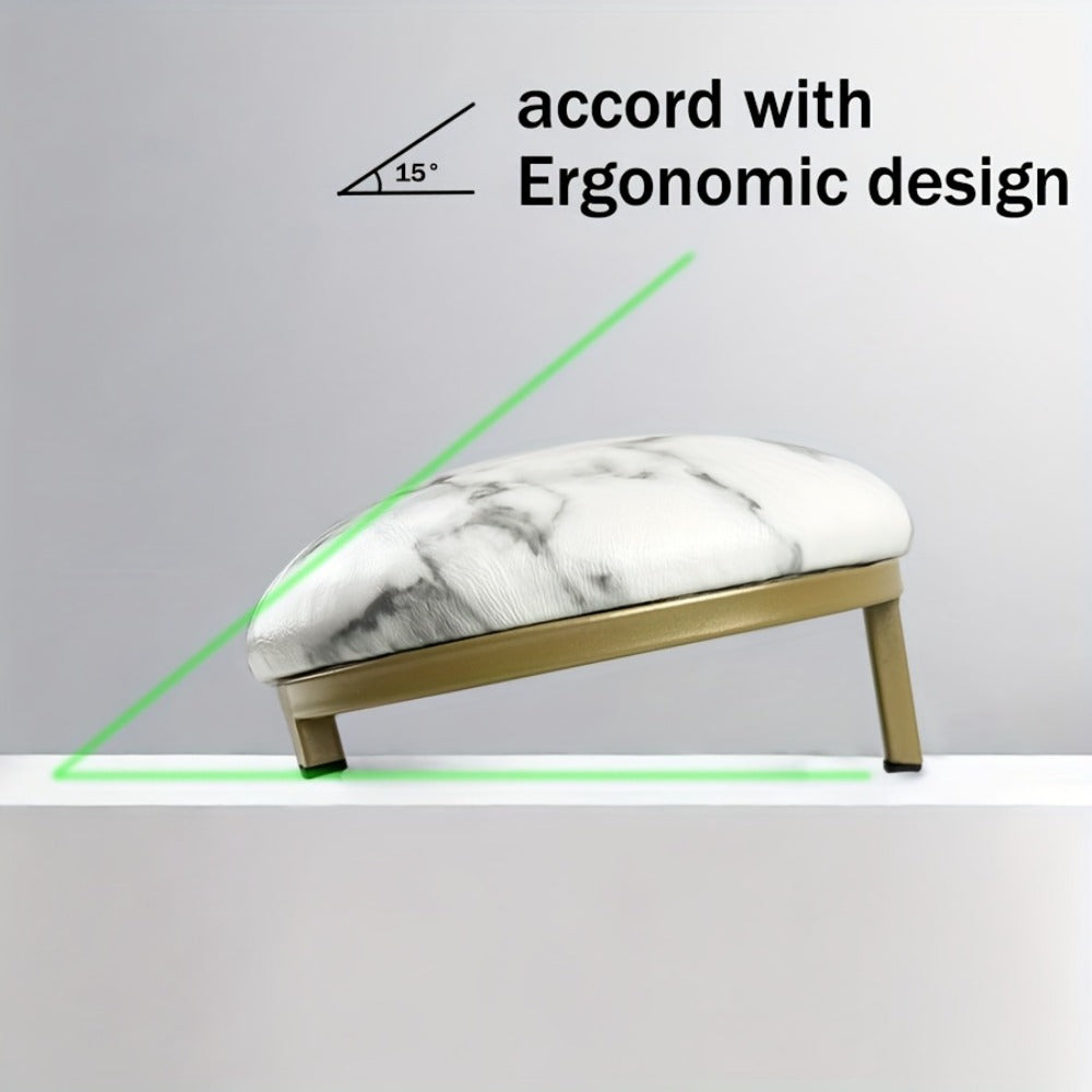 Ergonomic Nail Arm Rest with Metal Base - Soft Microfiber PU Cushion, 15° Tilt Design for Salon Use, Hand & Foot Care Tool, Odorless, Manicure Accessory | Modern Nail Cushion | Luxury Design