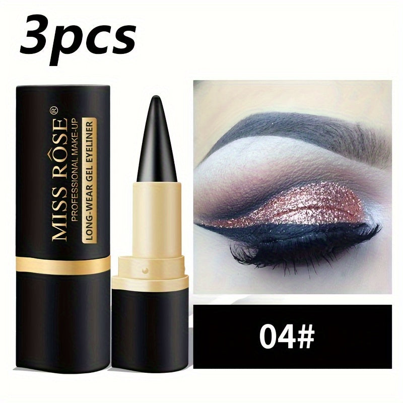 3pcs Single-Tip Solid Matte Eyeliner Pencil Set - Waterproof and Smudge-Proof | Long-Lasting Color, Gentle on the Eye Area | Ideal Makeup Gift for Valentine's Day, Halloween, and Christmas