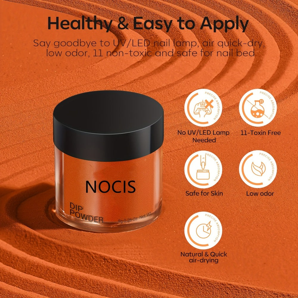 NOCIS Dip Nails Starter Kit! Create hauntingly beautiful Halloween nail art with ease. Kit includes Nail Sticks, Base/Top Coat, Activator, and Essential Liquids for a DIY salon manicure. Get ready for a fang-tastic Halloween!