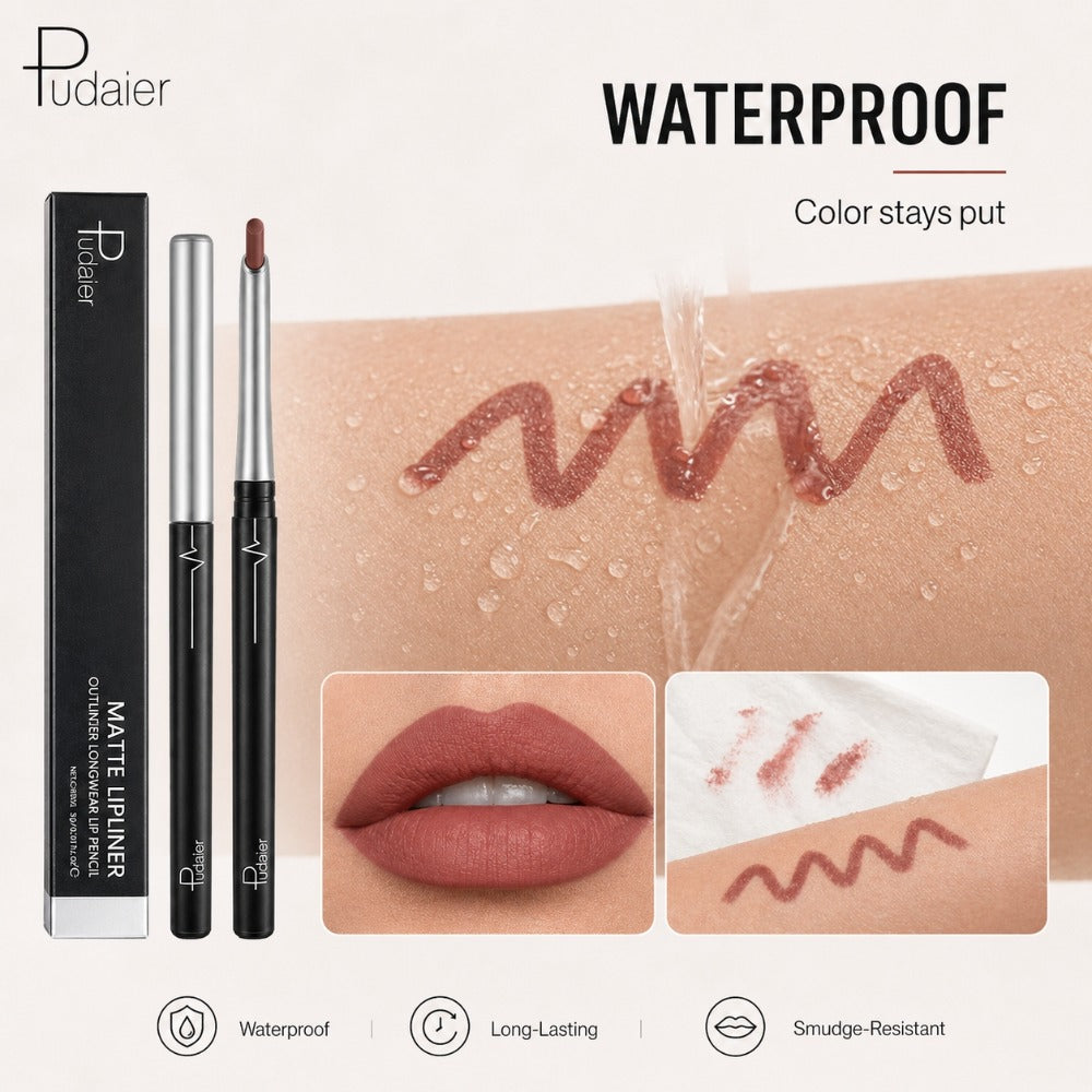 Lip Liner Pencil Matte Long Lasting Waterproof Non-Fading Non-Stick Precise Definition Smooth Glide Lip Outliner for All Day Wear