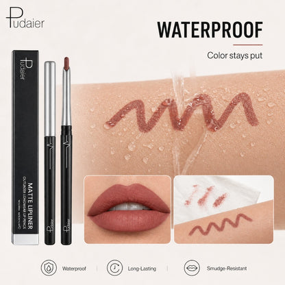 Lip Liner Pencil Matte Long Lasting Waterproof Non-Fading Non-Stick Precise Definition Smooth Glide Lip Outliner for All Day Wear