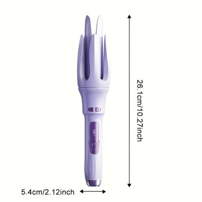 Automatic Curling Iron 32mm with 4 Temperature Settings, Essential Oil Coating & Anti-Scald Protection — Moisturizing Hair Care Technology, Purple, Includes Hairpins and Comb
