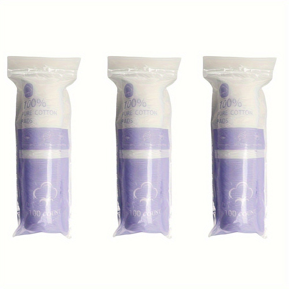 300pcs/600pcs Thicker Round Cotton Pads, 100% Cotton Makeup Removal Cotton, Gentle and Softer, Double-Sided Use, Hypoallergenic, for Wet & Dry Use, Ideal for Face & Eye Cleansing, Toner Application, Nail Polish Remover