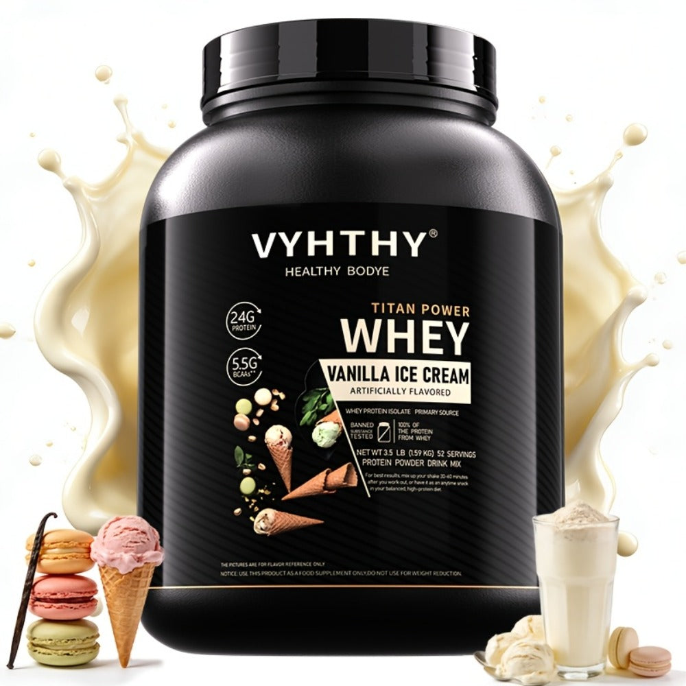 VYHTHY Whey Protein Powder, Premium Milk Protein Powder, Isolated And Hydrolyzed Blend, Suitable for Sports Nutrition And Daily Use, Contains Bcaas, Low in Carbohydrates, Available in Strawberry, Blueberry, Vanilla